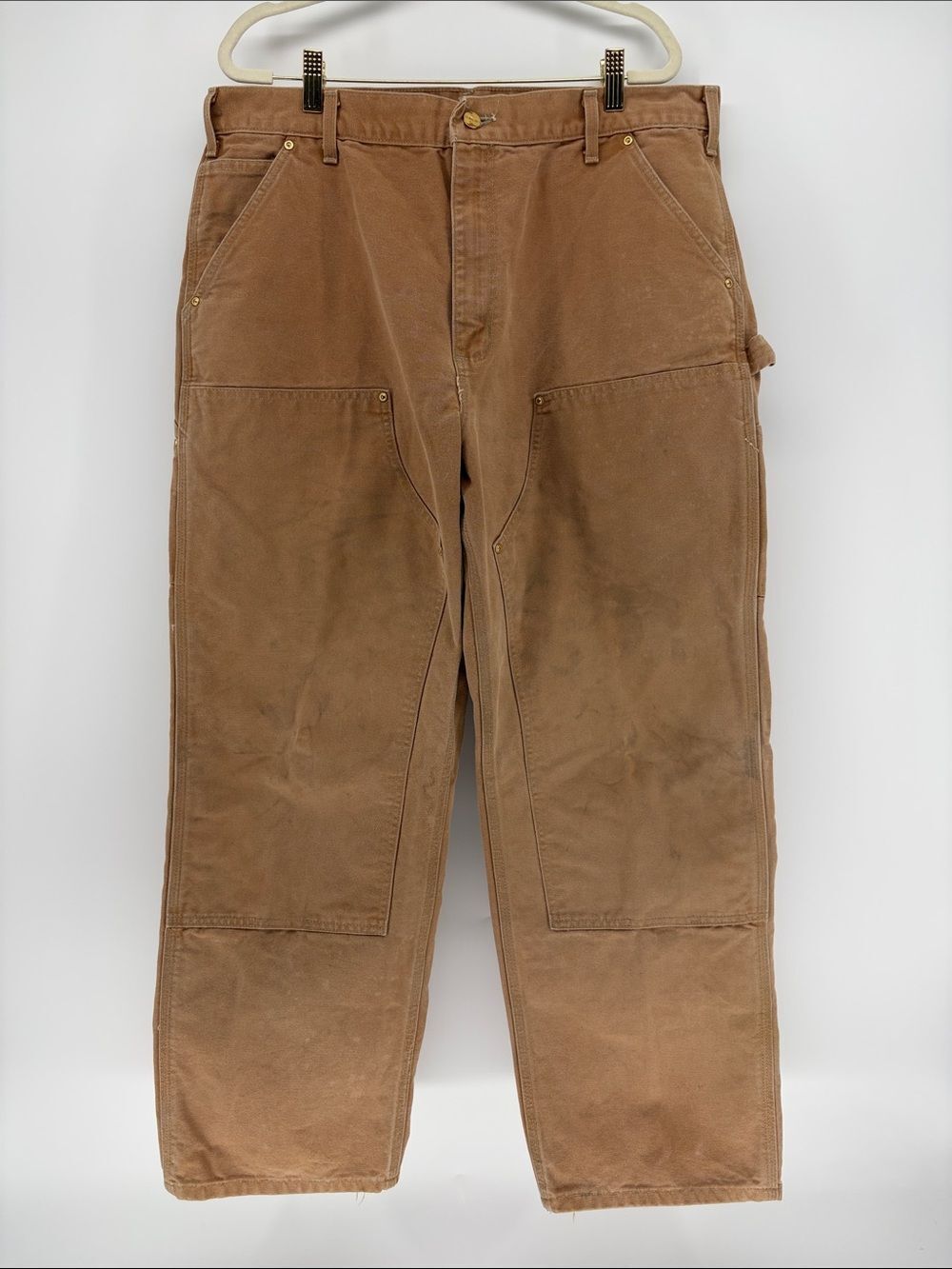 Vintage Carhartt B01 BRN Double-Knee Canvas Duck Front Carpenter Pant 2001 38x30